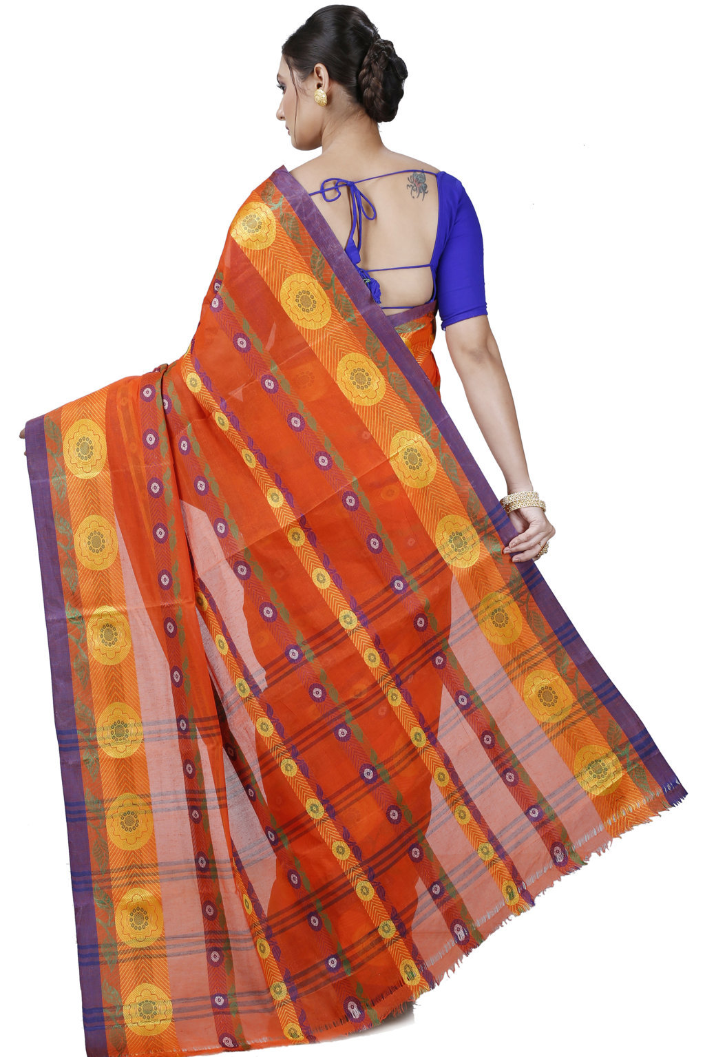 Orange Pure Cotton Uttara Tant Saree (1133)